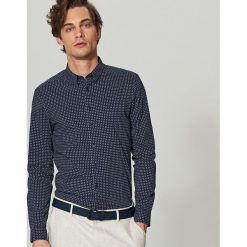 Koszula we wzory super slim fit - Granatowy. Niebieskie koszule męskie Reserved. Za 99.99 zł.