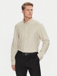Calvin Klein Koszula Pique Jersey Shirt K10K113311 Beżowy Regular Fit. Brązowe koszule męskie Calvin Klein, m, bez wzorów, z bawełny, biznesowe, bez kołnierzyka, bez ramiączek. Za 279.99 zł.