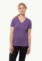 JACK WOLFSKIN Koszulka damska Crosstrail T Women ultraviolet-XS. Niebieskie t-shirty damskie Jack Wolfskin, xs, bez wzorów, z materiału, biznesowe, bez kołnierzyka. Za 95.45 zł.