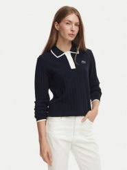 Lacoste Sweter AF8544 Granatowy Regular Fit. Niebieskie swetry damskie Lacoste, bez wzorów, z wiskozy, bez kołnierzyka, bez ramiączek, bez kaptura. Za 724.99 zł.