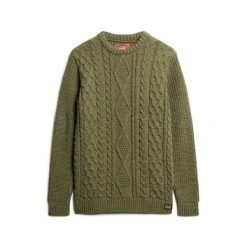 Sweter warkoczowy Superdry Jacob. Zielone swetry przez głowę męskie Superdry., na zimę, m, bez wzorów, ze splotem, bez kołnierzyka. Za 385.55 zł.