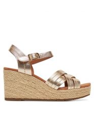 Clarks Espadryle Sabina Strap 26181463 Złoty. Żółte sandały damskie Clarks, bez wzorów, ze skóry, bez obcasa, bez zapięcia. W wyprzedaży za 419.99 zł.