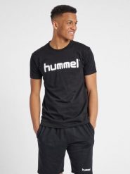 Koszulka sportowa z krótkim rękawem męska Hummel Cotton Logo. Czerwone koszulki sportowe męskie Hummel, m, bez wzorów, z bawełny, bez kołnierzyka, bez ramiączek, do piłki nożnej. Za 39.69 zł.