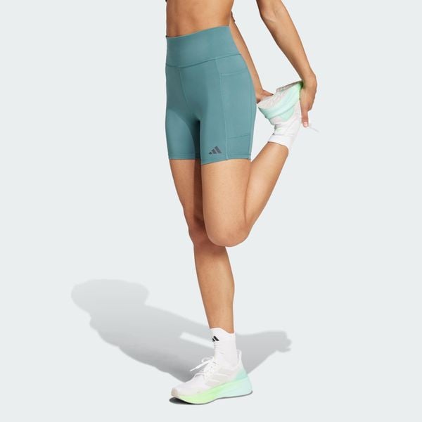 Legginsy Own the Run Short. Niebieskie legginsy damskie Adidas, xl, bez wzorów, z materiału, sportowe, do biegania. Za 219.00 zł.