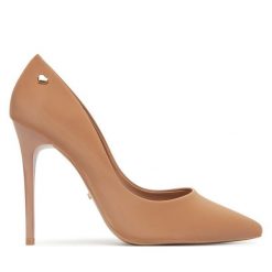 Szpilki DeeZee. Brązowe szpilki damskie DeeZee, bez wzorów, bez obcasa, bez zapięcia. Za 139.99 zł.