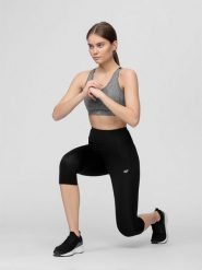 4F Legginsy treningowe 3/4 szybkoschnące damskie XS. Czarne legginsy damskie 4f, xs, bez wzorów, z dzianiny, z podwyższonym stanem. Za 79.99 zł.