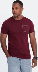 Ombre T-shirt męski bawełniany z kieszonką - bordowy V2 OM-TSPT-0154 XL. Czerwone t-shirty męskie Ombre, m, bez wzorów, z bawełny, bez kołnierzyka. Za 59.00 zł.