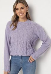 Ciemnofioletowy Sweter z Wełną Ściągaczem i Tłoczeniem Riavonnae. Fioletowe swetry damskie Born2be, bez wzorów, z jeansu, eleganckie, bez kołnierzyka, bez ramiączek, bez kaptura. Za 59.99 zł.