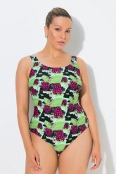 Damskie Strój kąpielowy jagody bez miękkich miseczek okrągły dekolt. Zielone kostiumy jednoczęściowe damskie Ulla Popken, plus size, bez wzorów, z elastanu, sportowe, plus size, do pływania. Za 159.99 zł.