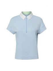Marc Cain koszulka polo Kobiety Bawełna niebieski, 36. Niebieskie koszulki sportowe damskie Marc Cain, bez wzorów, z bawełny, bez kołnierzyka, bez ramiączek. Za 899.95 zł.