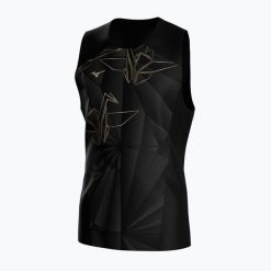 Koszulka do biegania męska Mizuno Active DryAeroFlow Graphic Tank Top. Czarne koszulki sportowe męskie Mizuno, m, bez wzorów, z materiału, bez kołnierzyka, bez ramiączek, do biegania. Za 229.99 zł.