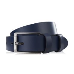 Pasek męski do jeansów 100 cm skórzany granatowy z klamrą Paolo Peruzzi PG-03-DBBL-100. Niebieskie paski damskie bez wzorów, z jeansu, eleganckie. Za 49.00 zł.