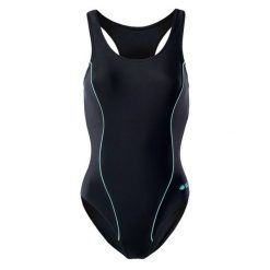 Damski Jednoczęściowy Kostium Kąpielowy Abra. Czarne kostiumy jednoczęściowe damskie AQUAWAVE, s, bez wzorów, na fitness i siłownię. Za 110.99 zł.