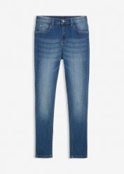Dżinsy ze stretchem o kroju skinny fit z regulowanym pasem, prosta nogawka. Niebieskie jeansy dla chłopców bonprix, z jeansu. Za 109.99 zł.