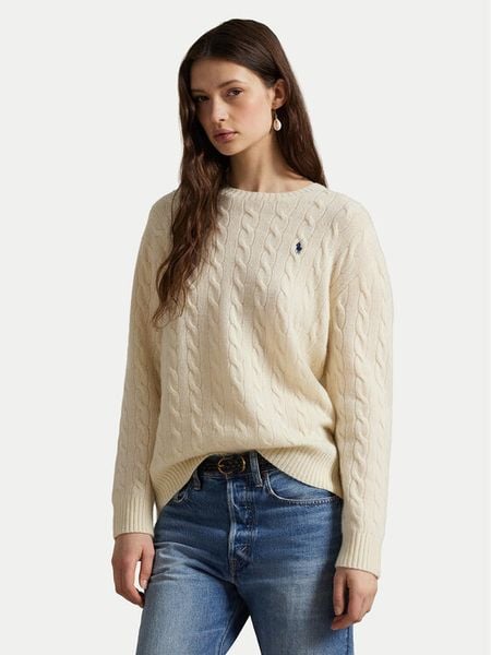 Polo Ralph Lauren Sweter 211971865001 Biały Slim Fit. Białe swetry damskie Polo Ralph Lauren, xxl, bez wzorów, z wełny, bez kołnierzyka, bez ramiączek, bez kaptura. Za 789.99 zł.