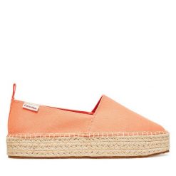 Espadryle Calvin Klein Jeans. Brązowe espadryle damskie Calvin Klein Jeans, bez wzorów, z jeansu, bez obcasa, bez zapięcia. Za 219.99 zł.