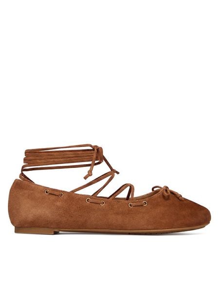 MICHAEL Michael Kors Baleriny Shae Flex 40S6SHFP1S Brązowy. Brązowe baleriny damskie MICHAEL Michael Kors, bez wzorów, ze skóry, bez obcasa. Za 475.99 zł.