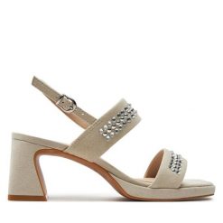 Sandały Caprice. Szare klapki damskie Caprice, bez wzorów, bez obcasa, na słupku, bez zapięcia. Za 239.99 zł.