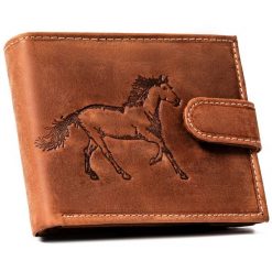 Portfel męski N992L-CHM-HORSE-BL j. brązowy. Brązowe portfele męskie Inny, bez wzorów, z nubiku. Za 59.99 zł.