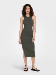ONLY Sukienka codzienna Belfast 15270619 Zielony Slim Fit. Zielone sukienki damskie Only, na co dzień, xs, bez wzorów, z bawełny, bez kołnierzyka, bez ramiączek, proste. Za 109.99 zł.