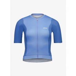 Koszulka kolarska damska POC Cadence Jersey. Niebieskie koszulki sportowe damskie POC, bez wzorów, z jersey, bez kołnierzyka, bez ramiączek, rowerowe. Za 404.99 zł.