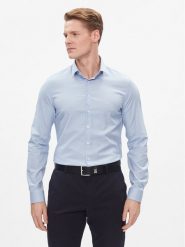 Calvin Klein Koszula K10K112305 Błękitny Slim Fit. Niebieskie koszule męskie Calvin Klein, m, bez wzorów, z bawełny, biznesowe, bez kołnierzyka, bez ramiączek. Za 299.99 zł.