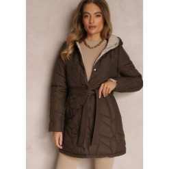 Brązowa Kurtka Pikowana z Paskiem Dwurzędowa Vandend. Brązowe kurtki damskie Renee, na zimę, s, bez wzorów, z materiału. Za 169.99 zł.