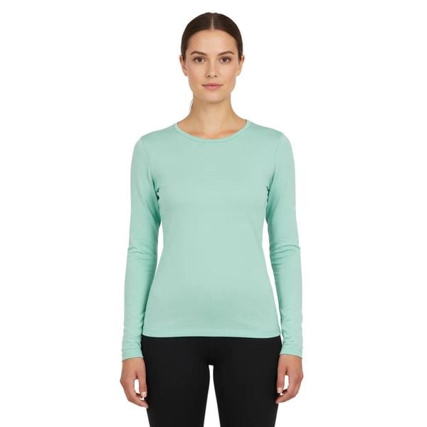 Damski t-shirt z długim rękawem, 100% wełny merynosów - Bjork 210. Zielone bluzy sportowe damskie FJORK MERINO, bez wzorów, z wełny, bez kaptura, narciarskie. Za 519.00 zł.
