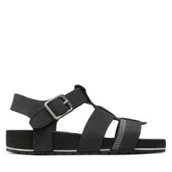 Sandały Timberland. Czarne klapki damskie Timberland, bez wzorów, bez obcasa, na płaskiej podeszwie, bez zapięcia. Za 239.99 zł.