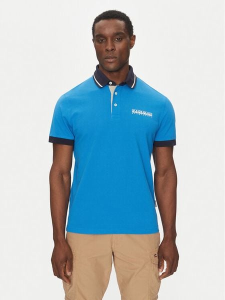 Napapijri Polo E-Zeri NP0A4ID4 Niebieski Regular Fit. Niebieskie koszulki polo męskie Napapijri, m, bez wzorów, z bawełny, bez ramiączek. Za 179.99 zł.