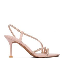 Sandały JENNY. Czerwone sandały damskie Jenny, bez wzorów, bez obcasa, na szpilce, bez zapięcia. Za 139.99 zł.