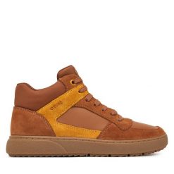 Sneakersy Geox. Brązowe trampki i tenisówki chłopięce Geox, bez wzorów, bez zapięcia. Za 339.99 zł.