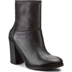Botki KARINO - 1406/076-P Czarny. Czarne botki damskie Karino, z materiału, bez obcasa. W wyprzedaży za 229.00 zł.