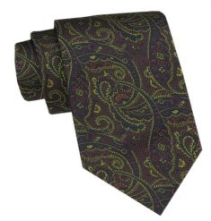 Klasyczny Krawat Męski CHATTIER - Bordo z Zielonym Akcentami. Czerwone krawaty i muchy Chattier, bez wzorów, z tkaniny, eleganckie. Za 49.00 zł.