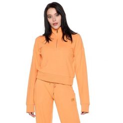 Bluza z zamek błyskawiczny na co dzień na siłownię. Brązowe bluzy damskie LEONE 1947 APPAREL, bez wzorów, z lycry, bez kaptura, na fitness i siłownię. Za 164.19 zł.
