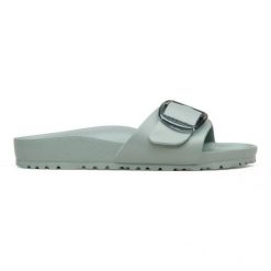 BIRKENSTOCK Madrid Big Buckle EVA Gray Taupe Klapki damskie. Szare klapki damskie Birkenstock, bez wzorów, eleganckie, bez obcasa. Za 219.99 zł.