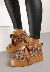Brązowe Sneakersy Vices Stylizowane na Śniegowce w Panterkę na Platformie Obszyte Futerkiem Naleris. Brązowe śniegowce i trapery damskie Renee, z futra. Za 84.99 zł.