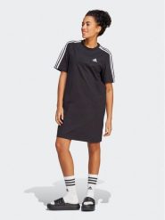 Adidas Sukienka codzienna Essentials 3-Stripes Single Jersey Boyfriend Tee Dress HR4923 Czarny Loose Fit. Czarne sukienki damskie Adidas, na co dzień, xs, bez wzorów, z bawełny, bez kołnierzyka, bez ramiączek, proste. Za 109.99 zł.