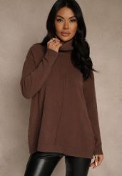 Brązowy Golf o Fasonie Klasycznego Swetra z Domieszką Kaszmiru Rorilaine. Brązowe swetry damskie Renee, uniwersalny, z aplikacjami, z kaszmiru, biznesowe, bez kołnierzyka, bez ramiączek, długie, bez kaptura. Za 129.99 zł.