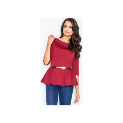 Bluzka M417 Bordo. Czerwone bluzki damskie Figl, z jeansu, eleganckie, z dekoltem w łódkę. Za 109.00 zł.