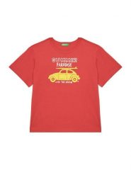 United Colors Of Benetton T-Shirt 3JERG10JQ Czerwony Regular Fit. Czerwone t-shirty dla chłopców United Colors Of Benetton, bez wzorów, z bawełny, bez ramiączek. Za 27.99 zł.