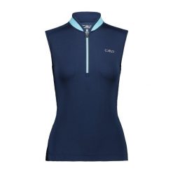 Damska koszulka bez rękawów z zamkiem błyskawicznym CMP. Niebieskie obuwie sportowe damskie CMP, bez wzorów, rowerowe. Za 161.35 zł.