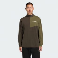 Koszulka Terrex Multi Climacool 1/2 Zip Long Sleeve. Zielone koszulki sportowe męskie Adidas, bez wzorów, bez kołnierzyka, bez ramiączek, trekkingowe, climacool (adidas). Za 259.00 zł.