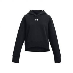 Bluza sportowa dziewczęca Under Armour Rival Fleece Crop. Czarne bluzy dla dziewczynek Under Armour, bez wzorów, bez ramiączek, z kapturem. Za 240.50 zł.