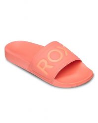 Klapki damskie SLIPPY II. Czerwone klapki damskie Roxy, bez wzorów, z gumy, bez obcasa. Za 109.99 zł.
