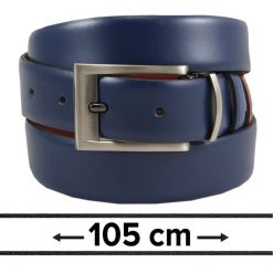 Pasek Dwustronny do Spodni Granatowo-Brązowy 105 cm, Elegancki, Męski, Skórzany -VICTORIO. Brązowe paski damskie Victorio, bez wzorów, ze skóry, eleganckie. Za 99.00 zł.