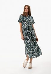 Długa sukienka szmizjerka G-CANVA. Zielone sukienki damskie Volcano, na co dzień, plus size, bez wzorów, z materiału, klasyczne, bez kołnierzyka, plus size, bez ramiączek, maxi, proste. Za 189.99 zł.