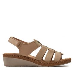 Sandały Comfortabel. Brązowe sandały damskie Comfortabel, bez wzorów, bez obcasa, na koturnie, bez zapięcia. Za 169.99 zł.