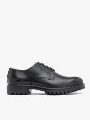 Czarne skórzane półbuty. Czarne eleganckie półbuty Ryłko, ze skóry, biznesowe, bez zapięcia. Za 499.99 zł.