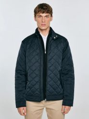 Kurtka męska ze stójką pikowana czarna Edmont 906. Czarne płaszcze męskie Big Star, l, z aplikacjami, z bawełny, eleganckie, bez kaptura. Za 429.99 zł.